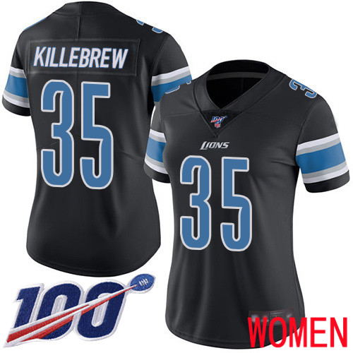 Detroit Lions Limited Black Women Miles Killebrew Jersey NFL Football #35 100th Season Rush Vapor Untouchable